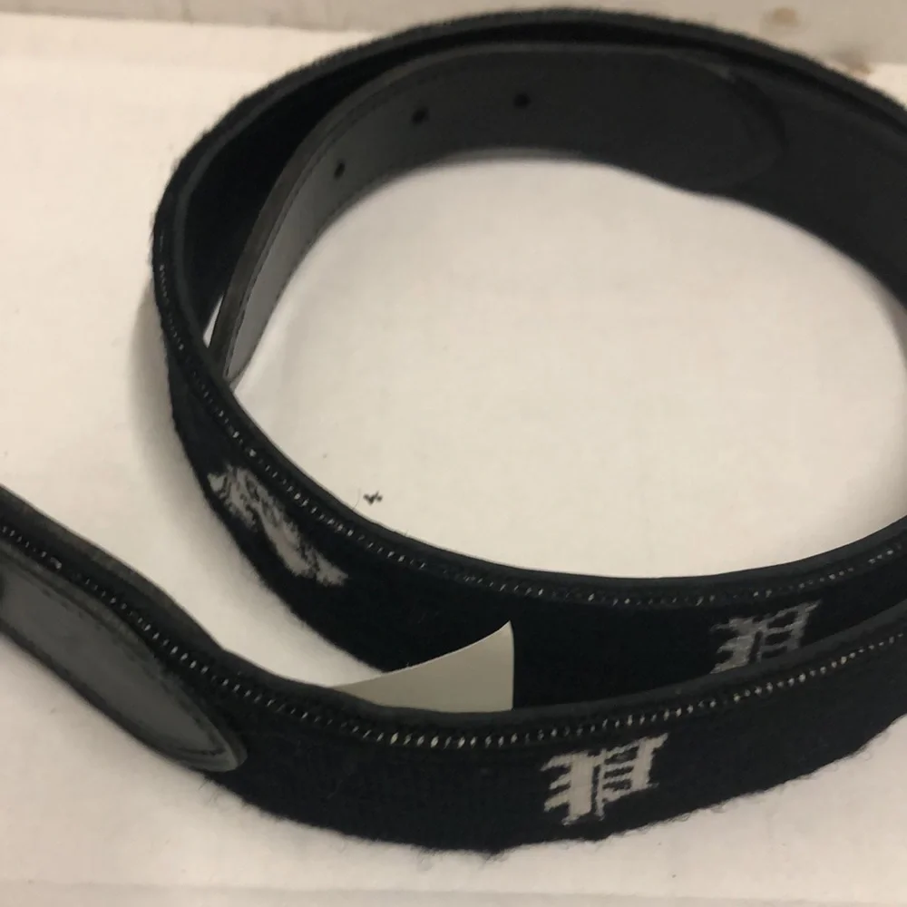 Polo Ralph Lauren Varsity Needlepoint Bulldog Black Belt Size 36 